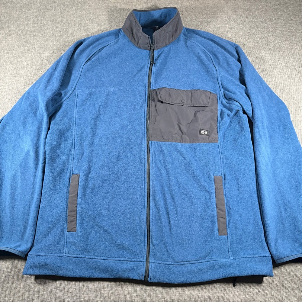 Mountain Hardwear Fleece Jacket Mens 2XL Blue Full Zip Mock Neck OM9776
